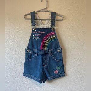 Kids Denim Overalls with Rainbow Design